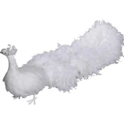 Best DecoWoerner Deko Pfau , 150 Cm Lang weiß