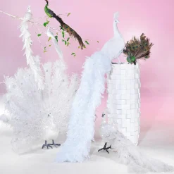 Best DecoWoerner Deko Pfau , 150 Cm Lang weiß