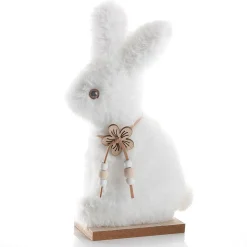 New DecoWoerner Deko Plüsch-Hasen-Aufsteller, , 21 Cm Hoch weiß