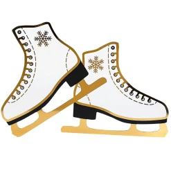 DecoWoerner Deko Schlittschuhe / Gold 43 X 30 Cm weiß