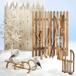Sale DecoWoerner Deko Ski Aus Holz, 90 Cm Lang Naturholz