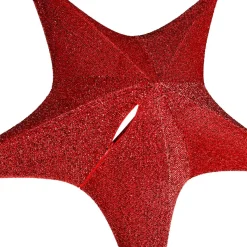 New DecoWoerner Deko Stoff-Faltstern Glitter Mit Reißverschluss, 40 Cm rot