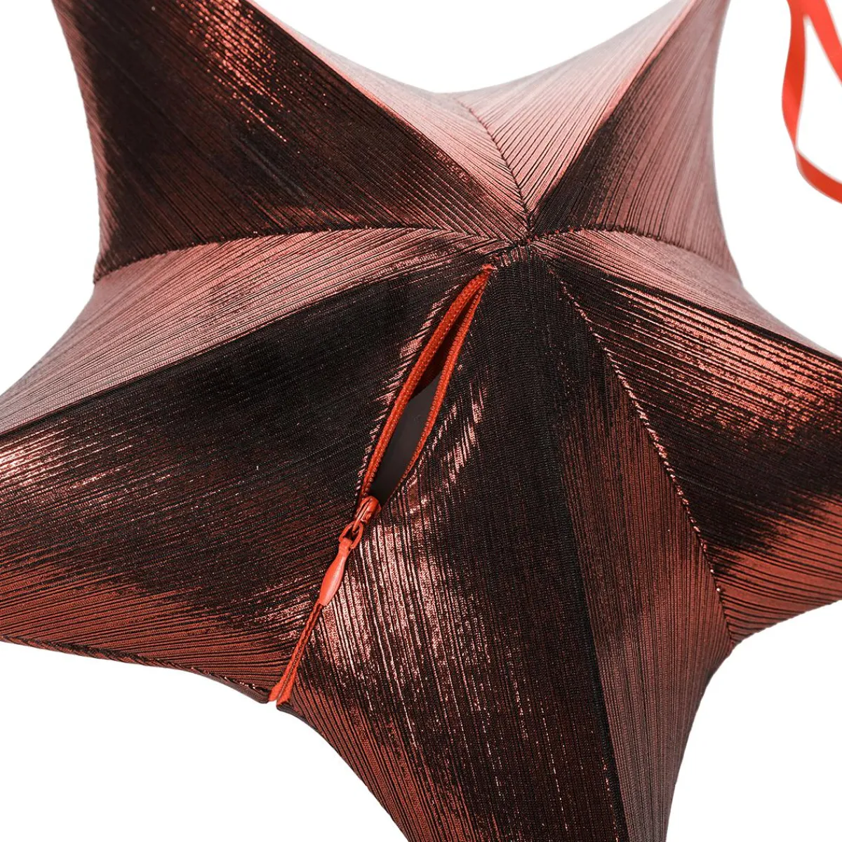 Best DecoWoerner Deko Stoff-Faltstern, Kupfer Metallic, Mit Reißverschluss orange