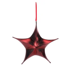 Clearance DecoWoerner Deko Stoff-Faltstern, Metallic, Mit Reißverschluss rot