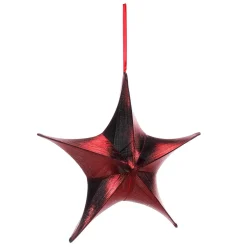 Clearance DecoWoerner Deko Stoff-Faltstern, Metallic, Mit Reißverschluss rot