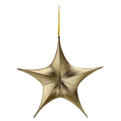Best DecoWoerner Deko Stoff-Faltstern Schwarz Mit Reißverschluss, 40 Cm gold