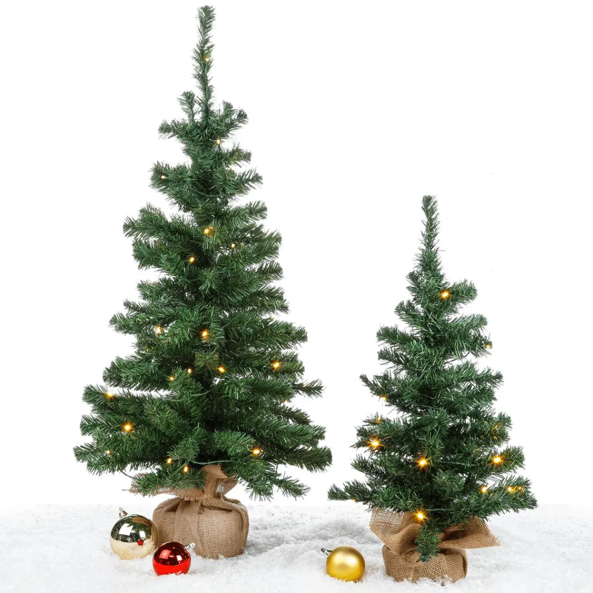 Outlet DecoWoerner Deko Tannenbaum Mit LED Und Jutesack 75 Cm grün