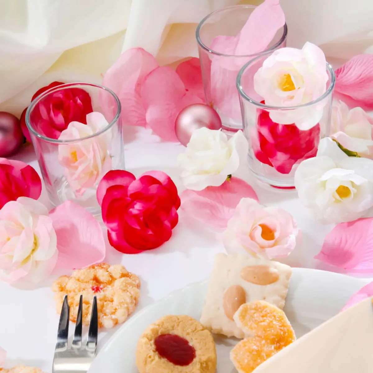 Discount DecoWoerner Dekoblüten Rosen, Pack à 50 Stück mehrfarbig
