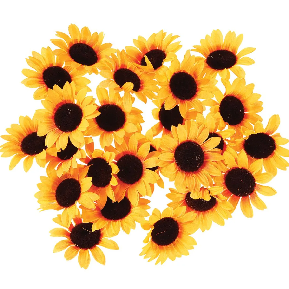 Discount DecoWoerner Dekoblüten Sonnenblumen, Pack à 24 Stück gelb