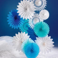Best DecoWoerner Dekofächer 50cmØ Papier B1 Schneeflocke weiß