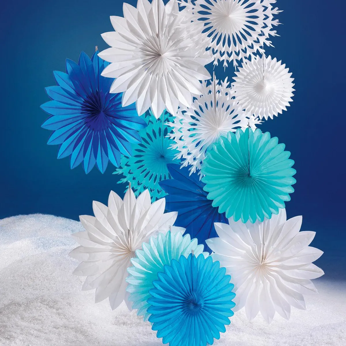 Best DecoWoerner Dekofächer 50cmØ Papier B1 Schneeflocke weiß