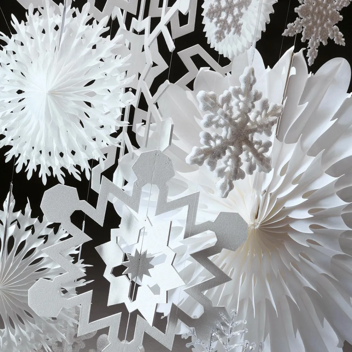 Best DecoWoerner Dekofächer 50cmØ Papier B1 Schneeflocke weiß