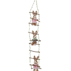 Best DecoWoerner Deko-Hänger "Hasen Auf Holzleiter", 120 Cm Lang braun