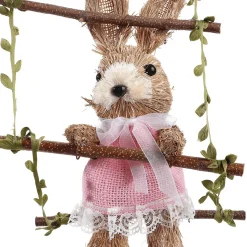 Best DecoWoerner Deko-Hänger "Hasen Auf Holzleiter", 120 Cm Lang braun