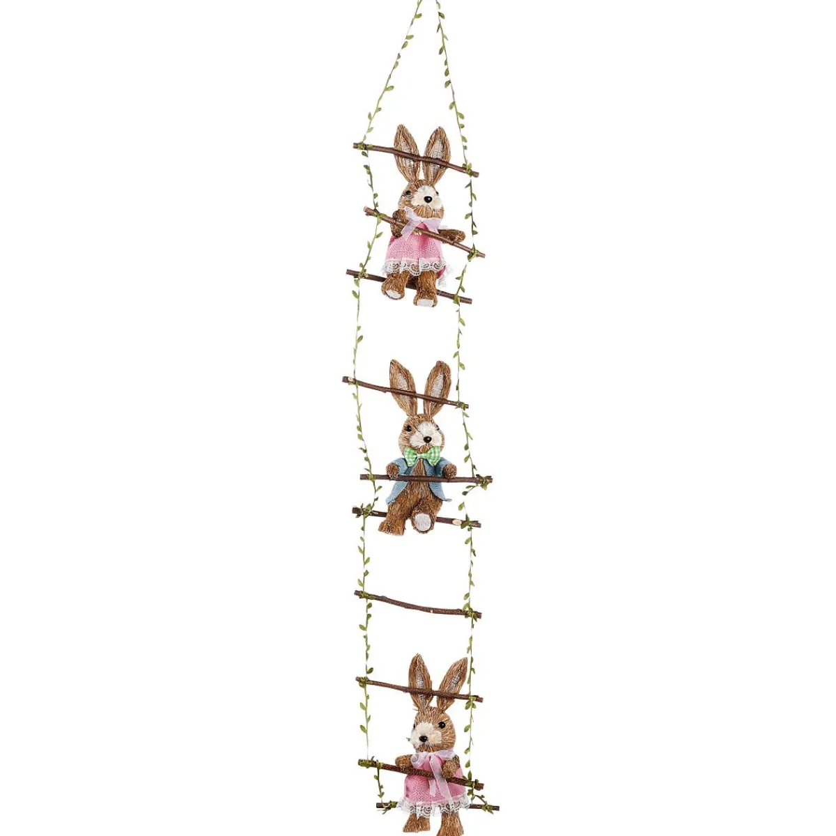 Best DecoWoerner Deko-Hänger "Hasen Auf Holzleiter", 120 Cm Lang braun