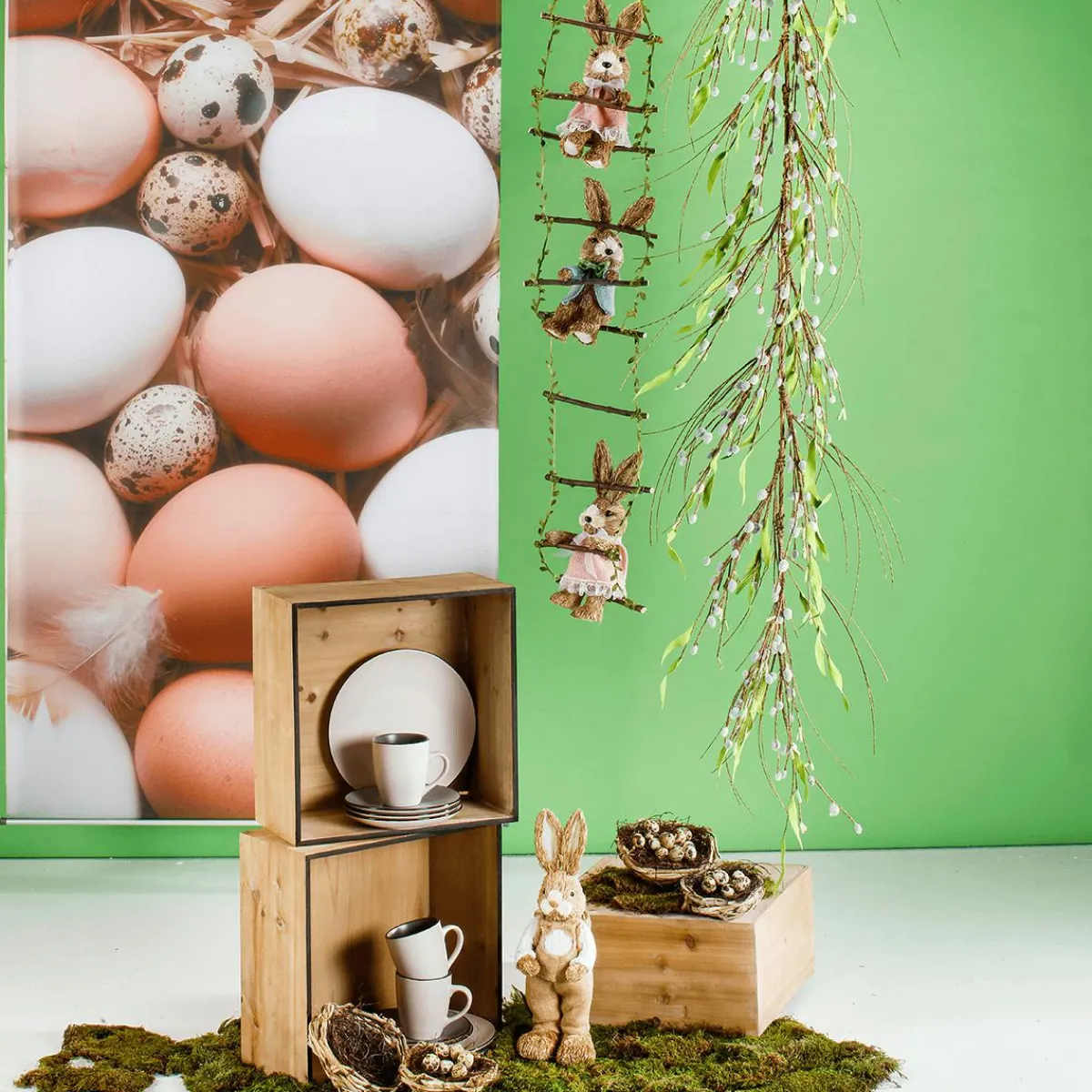 Best DecoWoerner Deko-Hänger "Hasen Auf Holzleiter", 120 Cm Lang braun