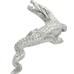 New DecoWoerner Deko-Krokodil 180 Cm Lang, silber