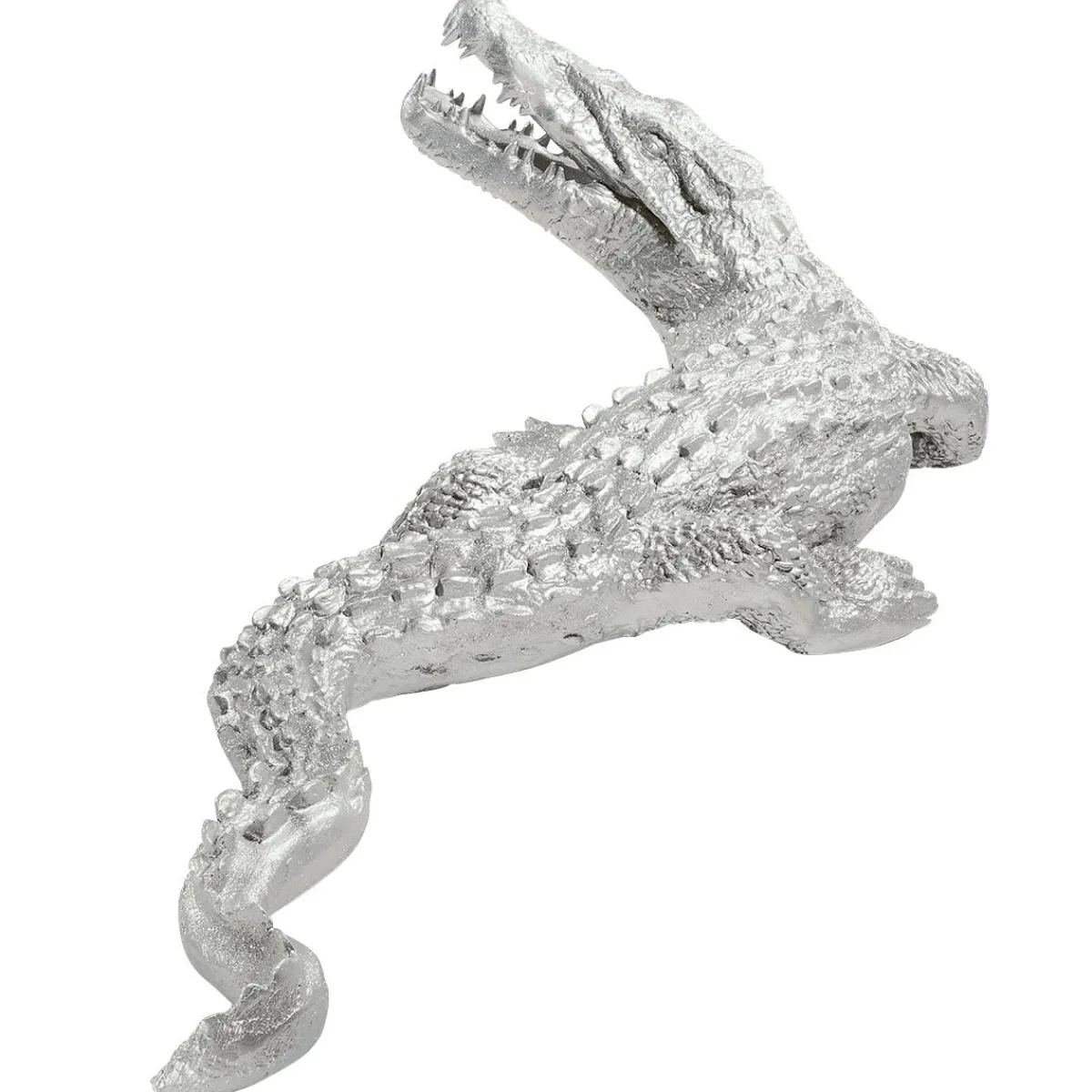 New DecoWoerner Deko-Krokodil 180 Cm Lang, silber