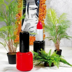 Sale DecoWoerner Deko-Lippenstift 60 Cm, Silber Schwarz rot