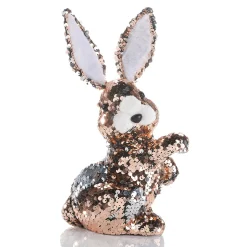 Sale DecoWoerner Deko-Oster-Hase Mit Wendepailletten Kupfer Und , 21 Cm silber