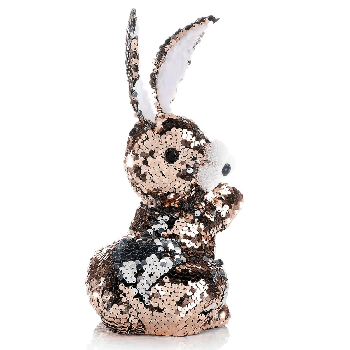Sale DecoWoerner Deko-Oster-Hase Mit Wendepailletten Kupfer Und , 21 Cm silber