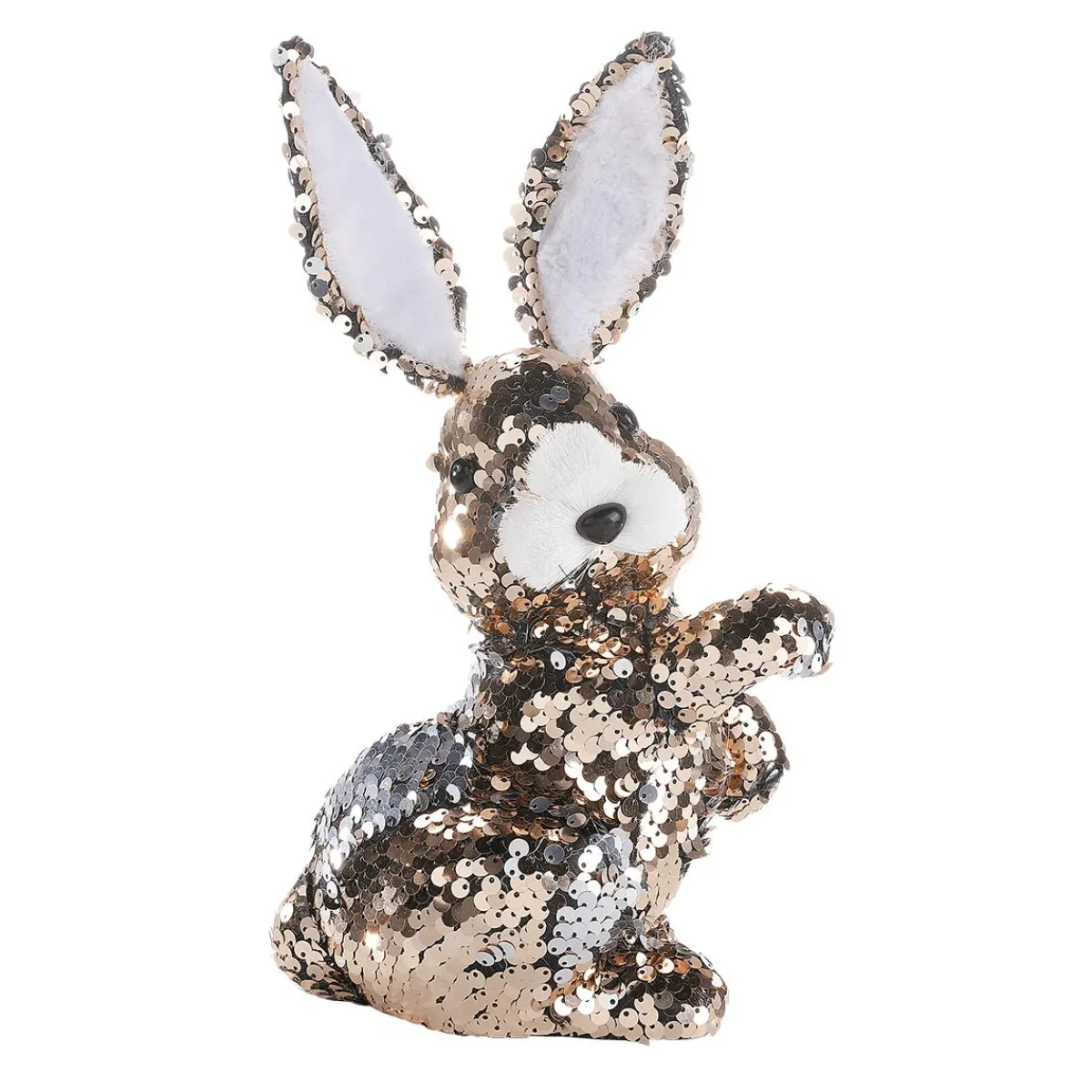 Sale DecoWoerner Deko-Oster-Hase Mit Wendepailletten Kupfer Und , 21 Cm silber