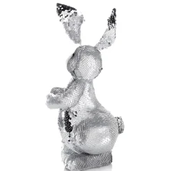 Sale DecoWoerner Deko-Oster-Hase Mit Wendepailletten , 35 Cm silber
