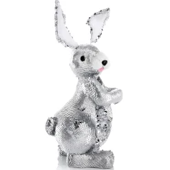 Sale DecoWoerner Deko-Oster-Hase Mit Wendepailletten , 35 Cm silber