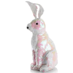 Outlet DecoWoerner Deko-Oster-Hase Mit Wendepailletten Irisierend- 42 Cm weiß