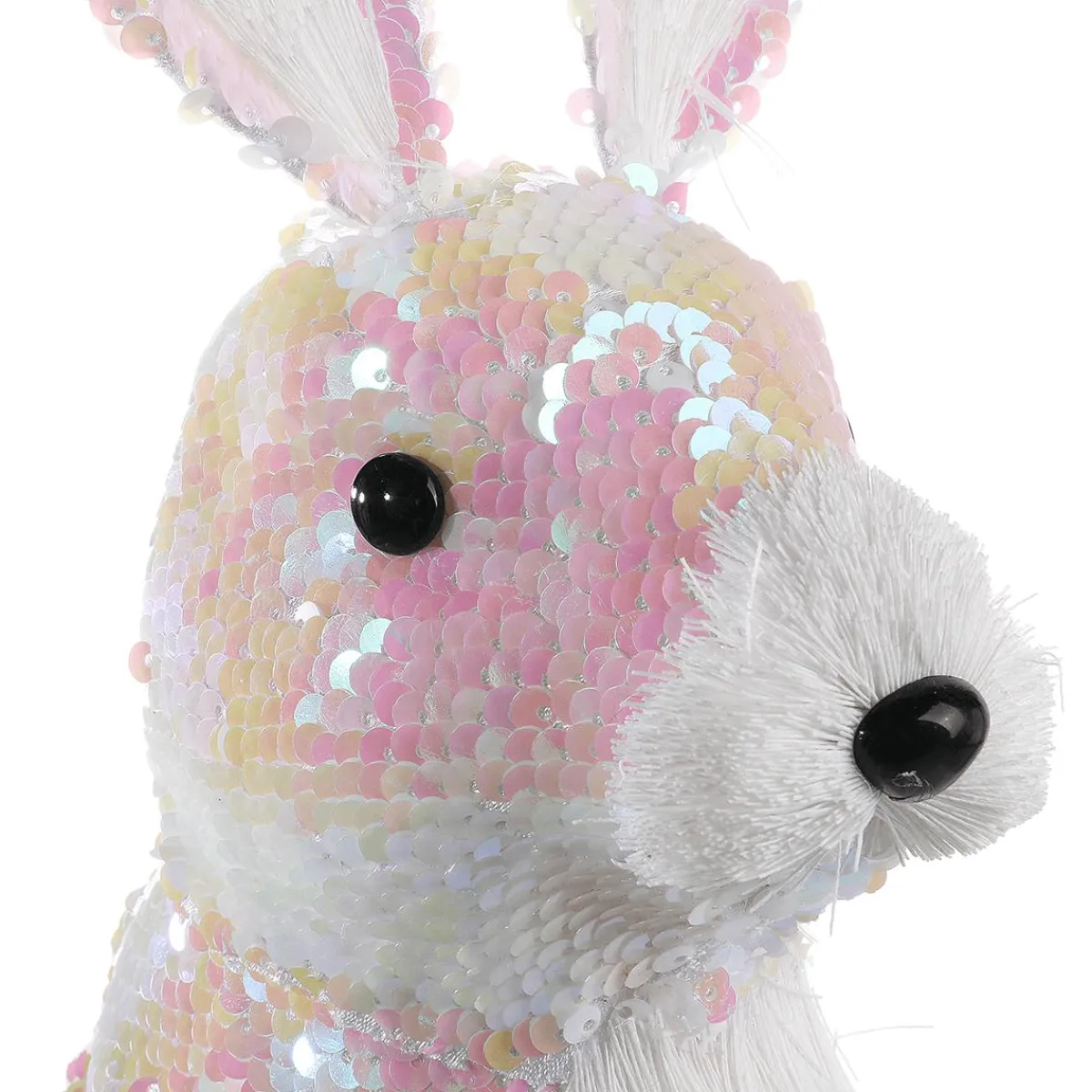 Outlet DecoWoerner Deko-Oster-Hase Mit Wendepailletten Irisierend- 42 Cm weiß