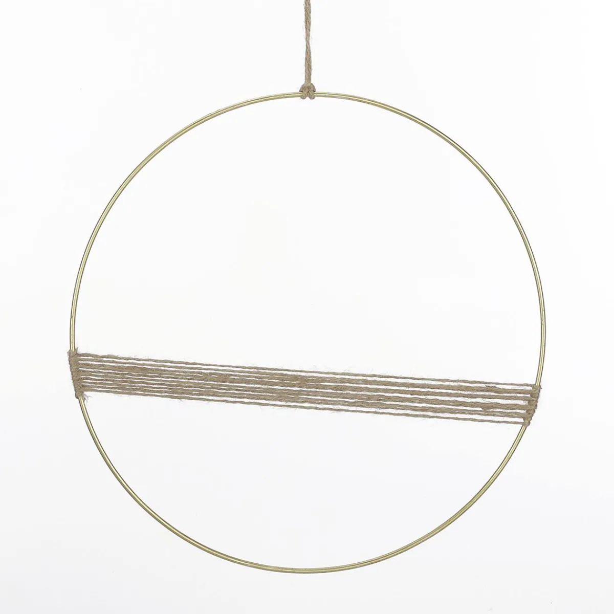 New DecoWoerner Dekoring Aus Metall Mit Juteseil-Design 35 Cm Ø gold