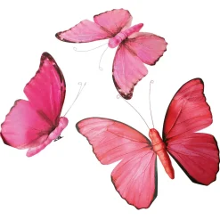 Discount DecoWoerner Deko-Schmetterling "Flamingo Pink", 28 Cm, 3 Stück rosa
