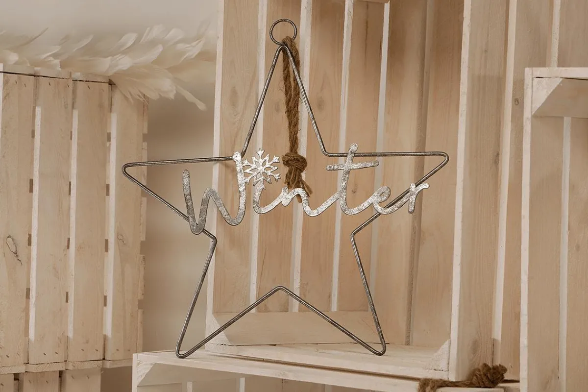 Discount DecoWoerner Dekostern Antikmetall 40 Cm silber
