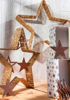 Clearance DecoWoerner Deko-Sterne 2 Stück 40-50 Cm Ø gold