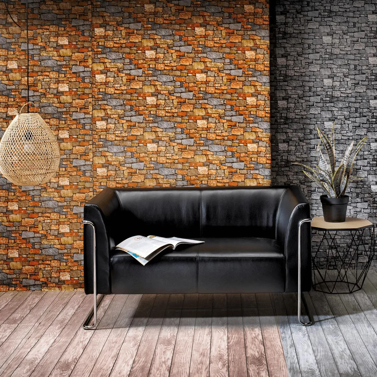 Sale DecoWoerner Dekostoff “Steinwand“, 140 Cm Breit, Grau