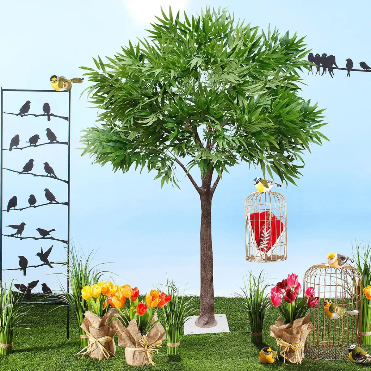 Sale DecoWoerner Dekovogel Grün Gelb 19 Cm blau