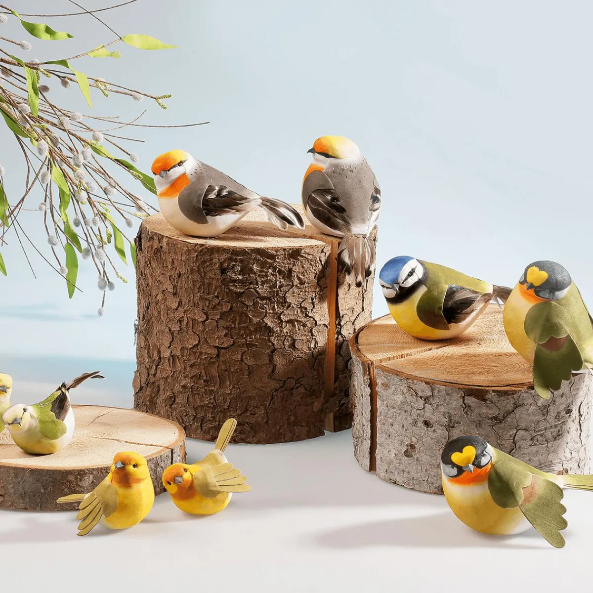 Best DecoWoerner Dekovogel Grau Orange 19 Cm mehrfarbig
