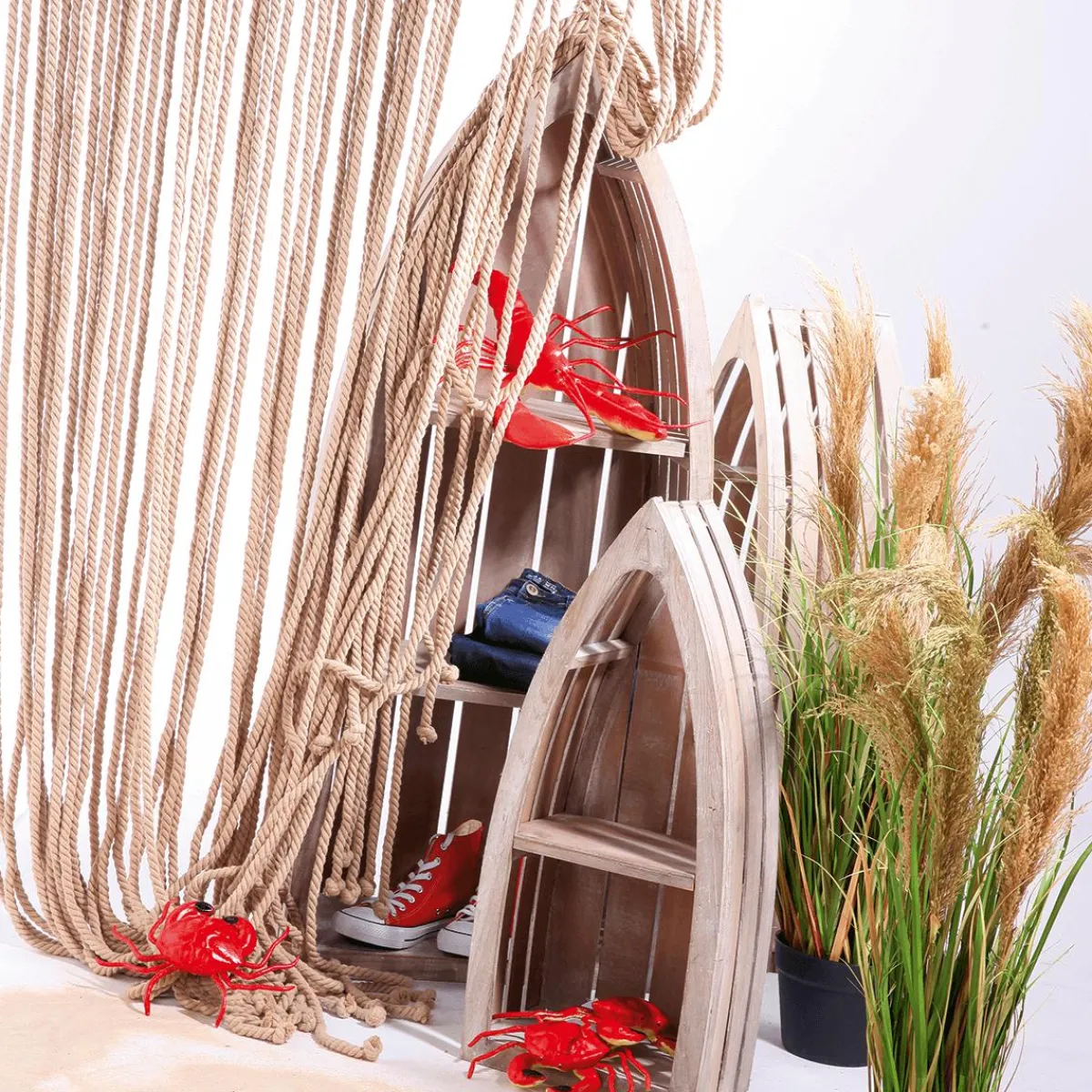 Online DecoWoerner Dekovorhang "Seile" 200 Cm Beige