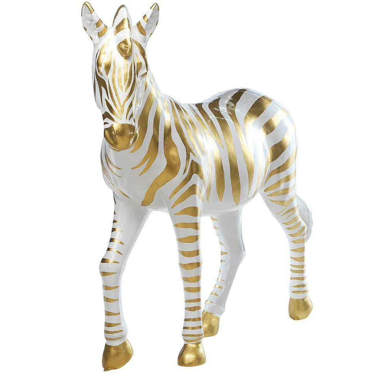 Outlet DecoWoerner Deko-Zebra 190 Cm Lang, Weiß/ gold