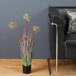 Clearance DecoWoerner Distel-Kunstgras Im Schwarzen Topf 69 Cm grün