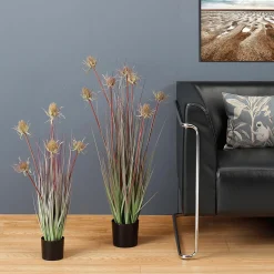 Clearance DecoWoerner Distel-Kunstgras Im Schwarzen Topf 69 Cm grün
