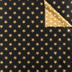 Online DecoWoerner Doppelseitiges Weihnachts-Geschenkpapier In Schwarz & Mit Sternen & Punkten – 50 M Geschenkpapier-Rolle gold