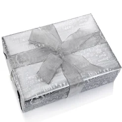 DecoWoerner Doppelseitiges Weihnachts-Geschenkpapier In & Silber Mit Weihnachtssymbolen – 50 M Geschenkpapier-Rolle gold