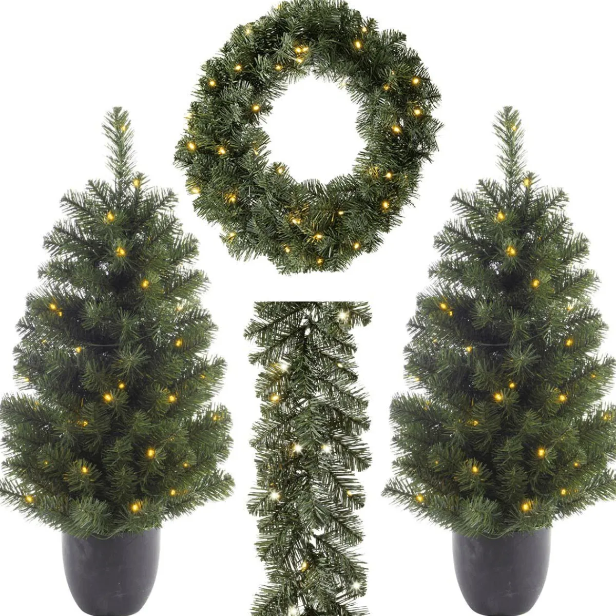 Sale DecoWoerner Eingangstüren LED Weihnachtsdeko-Komplettset grün
