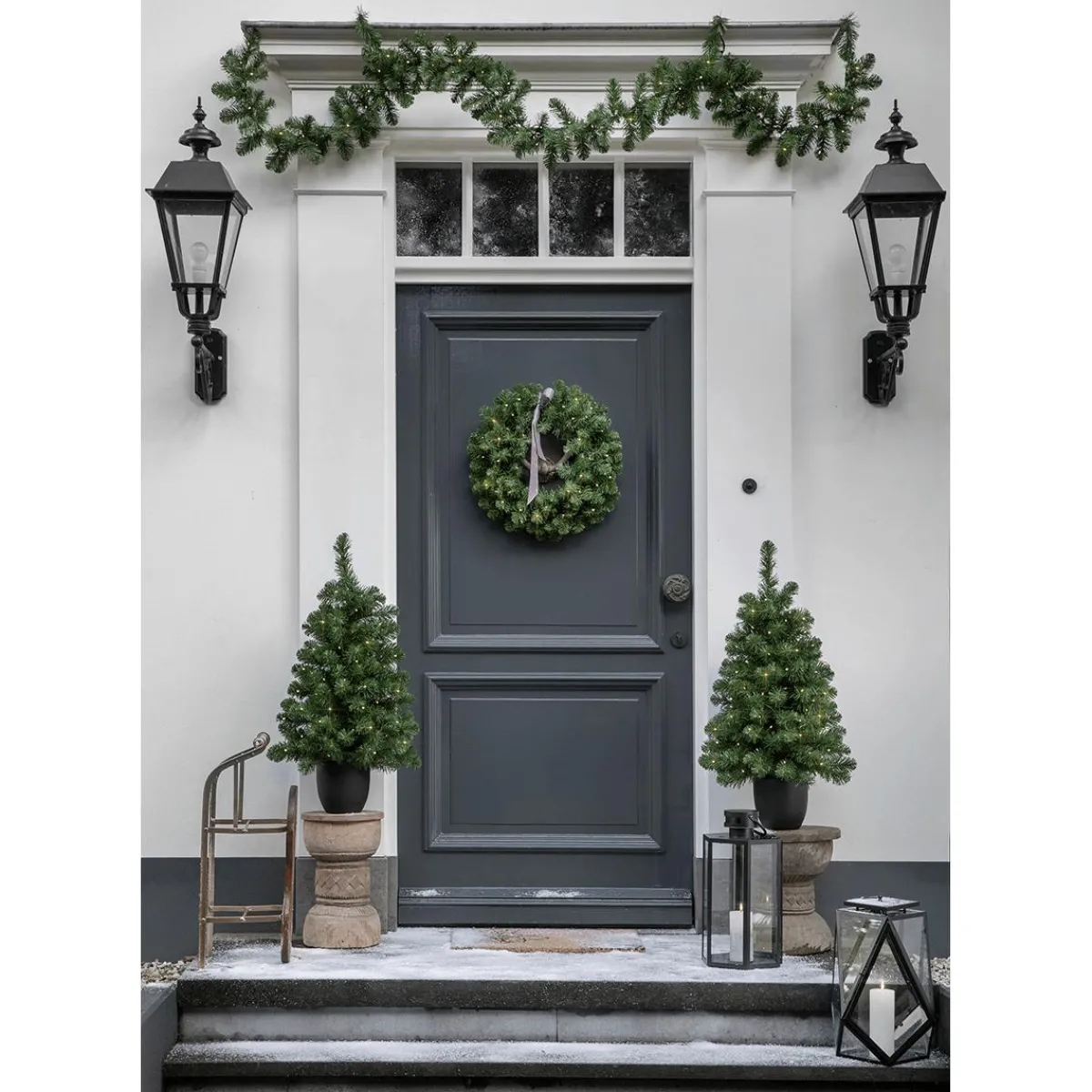 Sale DecoWoerner Eingangstüren LED Weihnachtsdeko-Komplettset grün