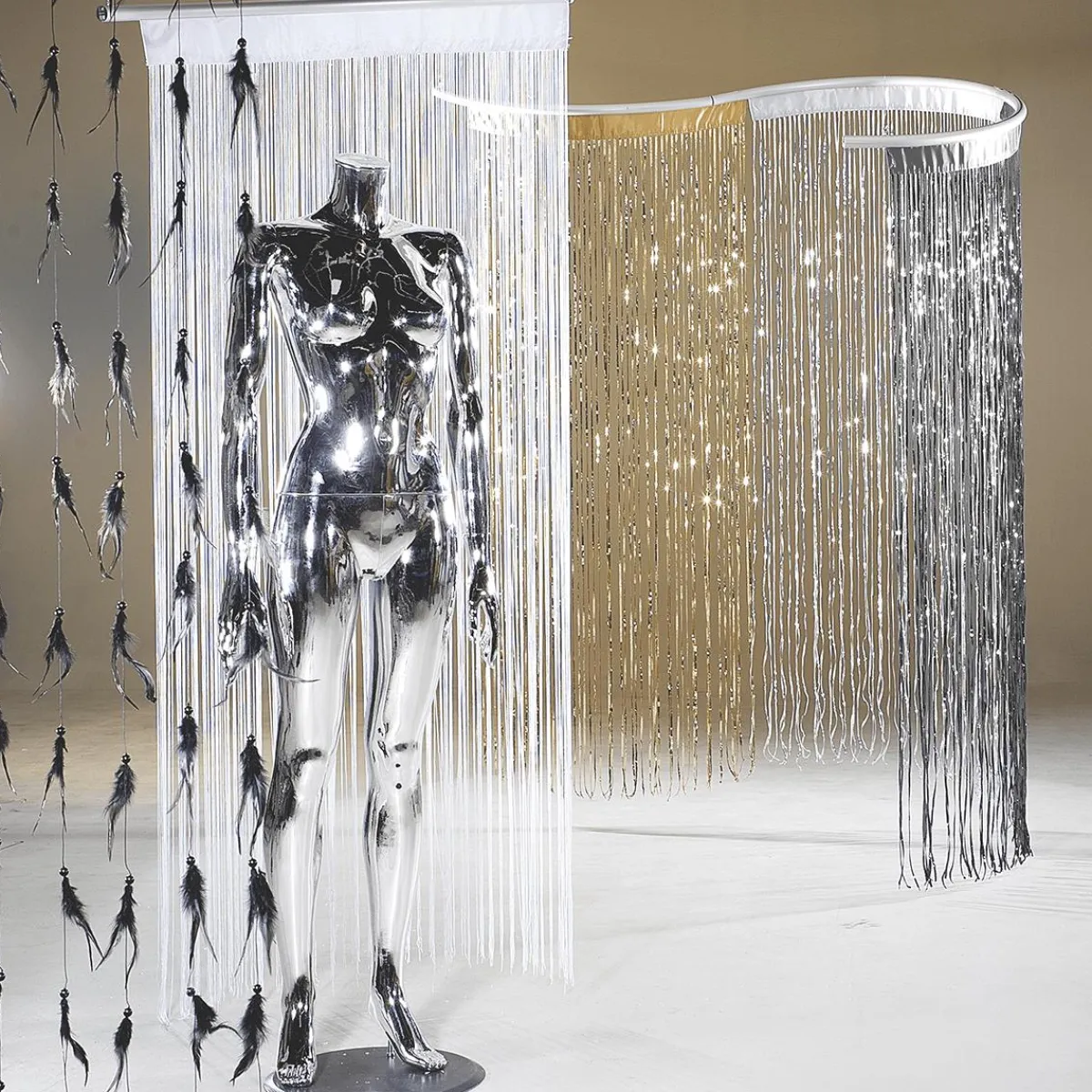 Outlet DecoWoerner Fadenvorhang , 200 X 90 Cm weiß