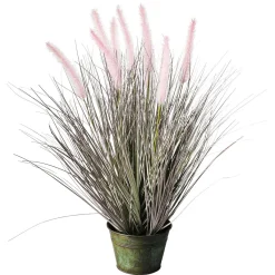 Outlet DecoWoerner Feines Deko-Federborstengras In Silber- Im Zinktopf 57 Cm rosa