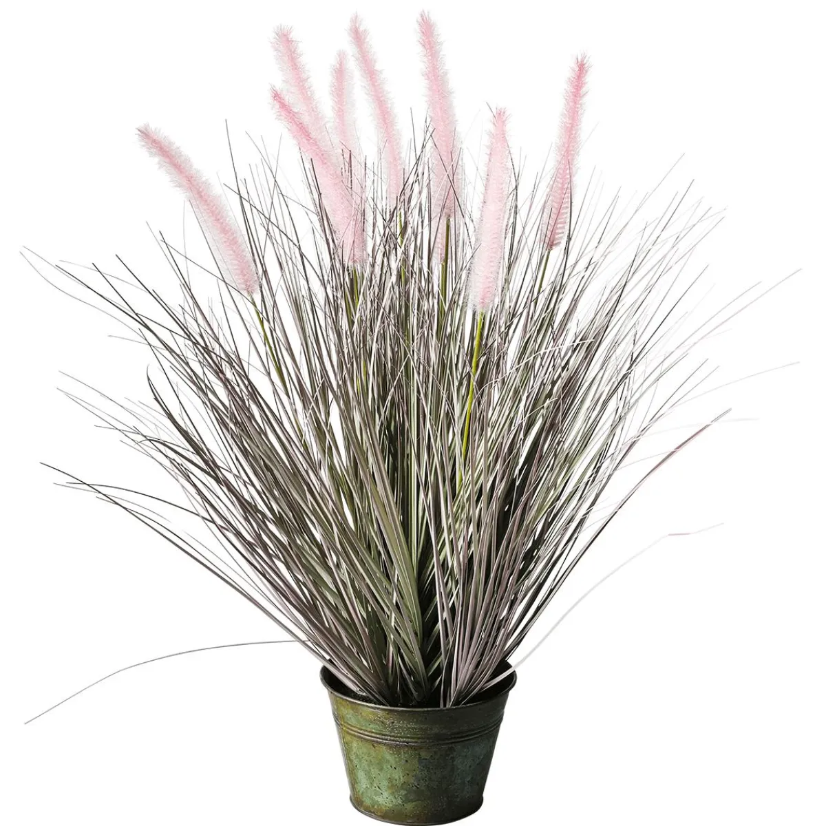 Outlet DecoWoerner Feines Deko-Federborstengras In Silber- Im Zinktopf 57 Cm rosa