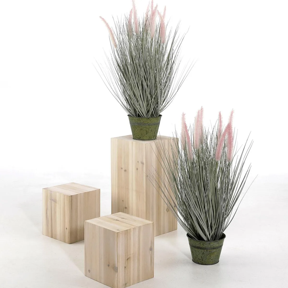 Outlet DecoWoerner Feines Deko-Federborstengras In Silber- Im Zinktopf 57 Cm rosa