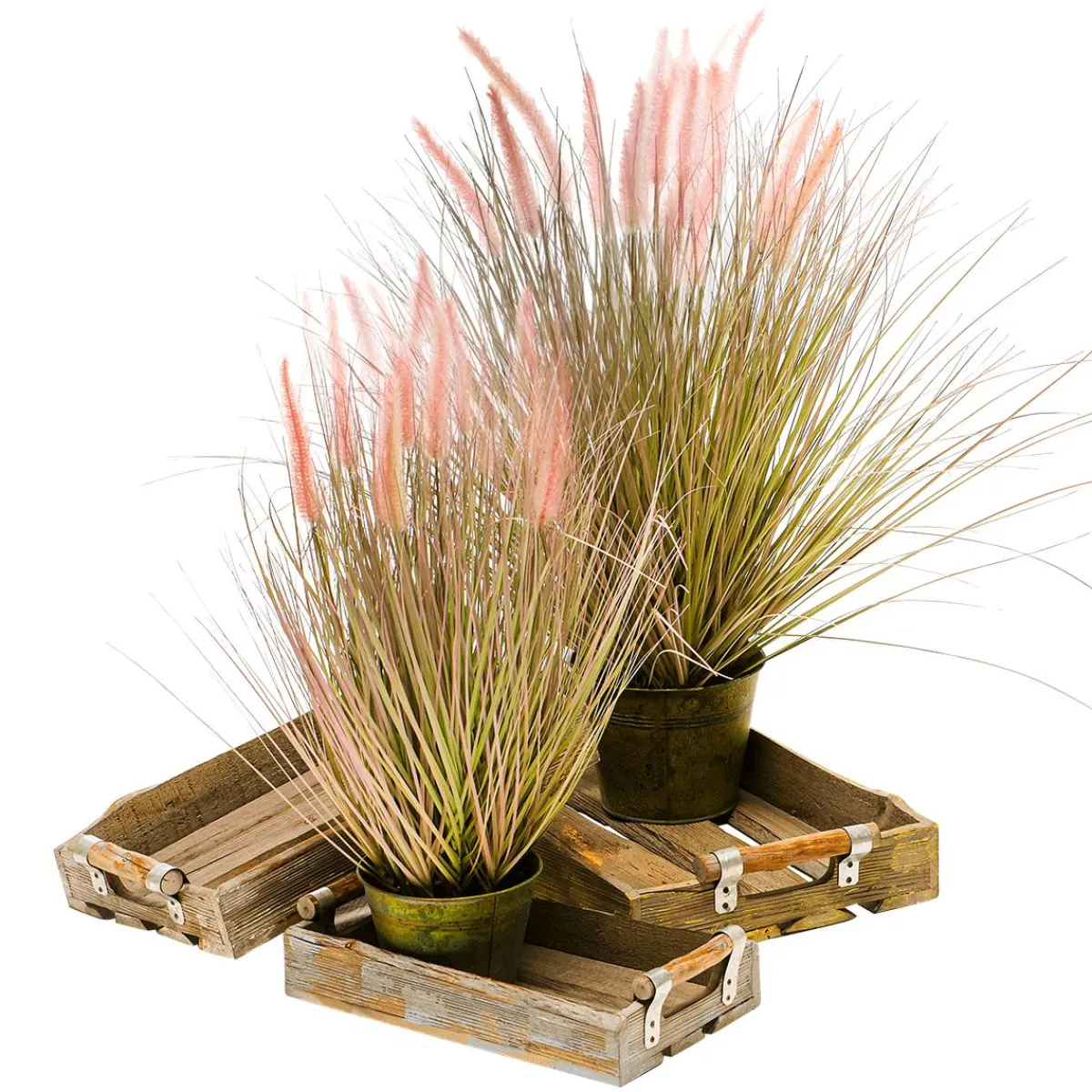 Discount DecoWoerner Feines Deko-Federborstengras In Silber- Im Edlen Zinktopf 70 Cm rosa